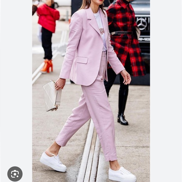 Banana Republic Powder Pink Long And Lean Wool Blazer 2 Single Breast Like new - Picture 2 of 13